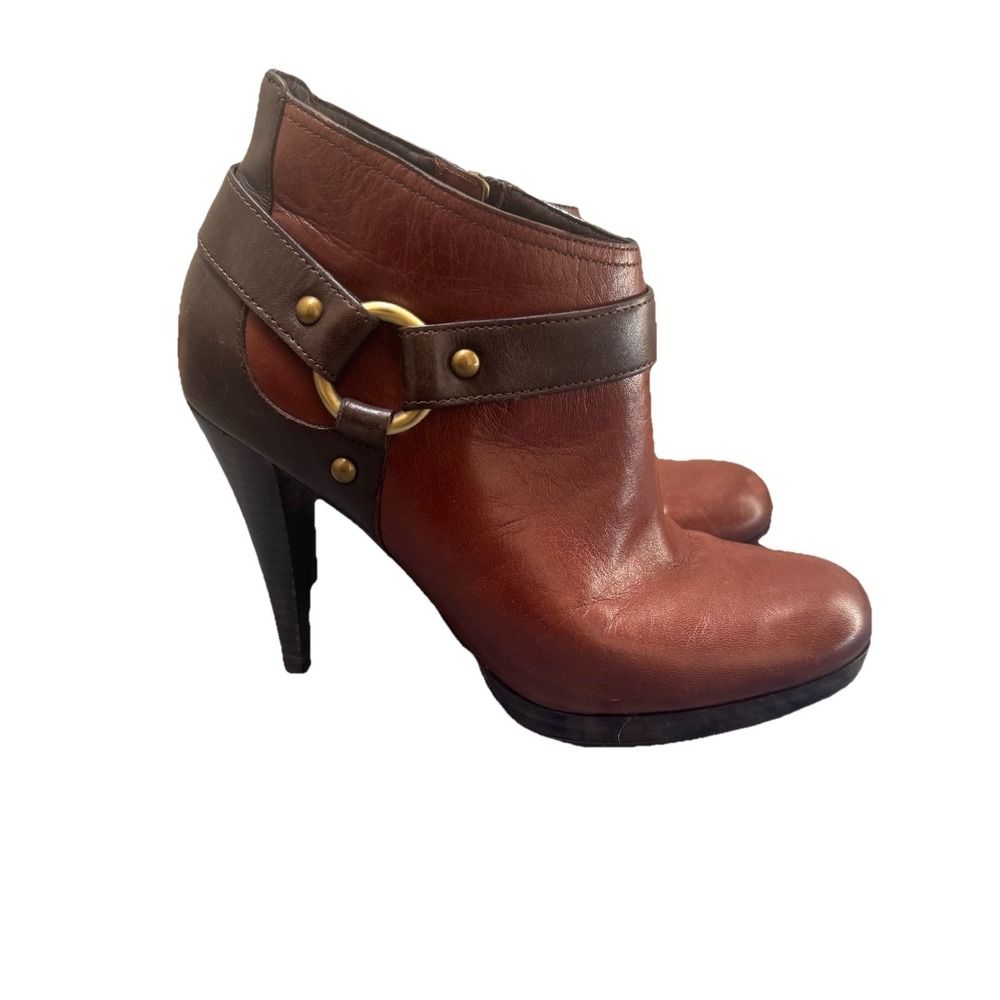 Cole Haan Chestnut‎ Leather Kennedy Bootie Sillito Heel 6.5B